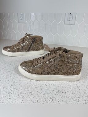 Corkys Hey Girl Imagine Metallic Taupe Leopard Sneakers Women’s Size 8